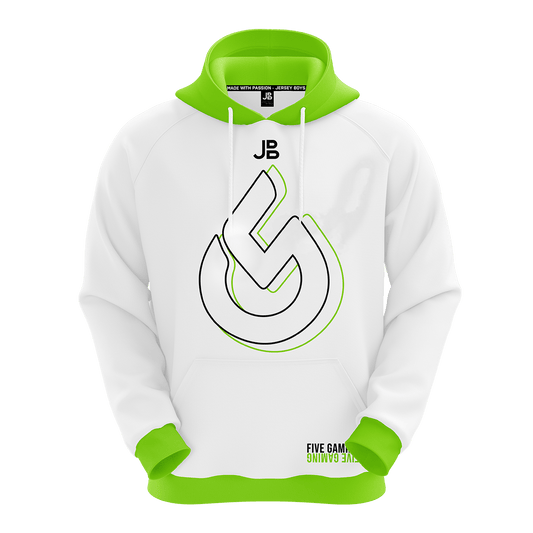 F!VE GAMING - Crew Hoodie 2021 White Iconic